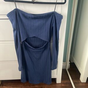 Windsor Navy Off-Shoulder Dress with cut out in the front